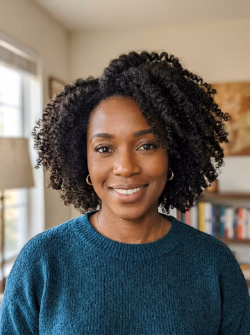 AI example photo: the survivor, a woman with curly hair